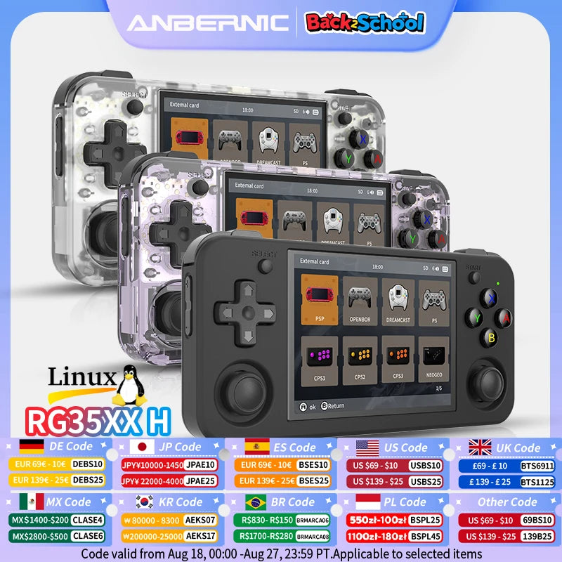 RG35XX H Handheld Game Console Linux 3.5 Inch IPS Screen H700 Retro Video Games Player 3300Mah 64G 5528 Classic Games