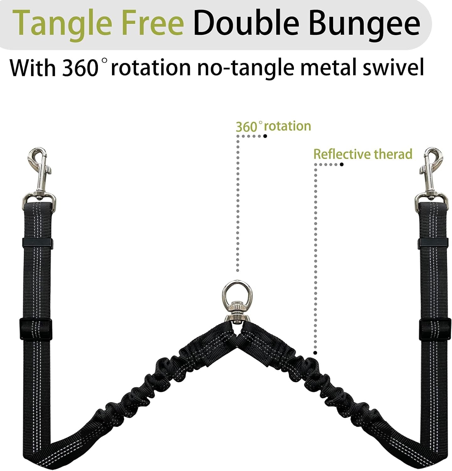 Double Dog Leash - 360 No Tangle Two Dogs Leash, Adjustable, Tangle Free for Small to Large Dogs - Walking & Training (Black + Red)